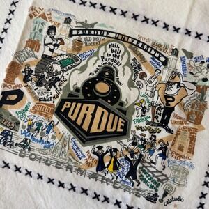 Catstudio Purdue University Dish Tea Towel Cotton Hand Embroidered Boilermakers